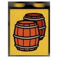 Деталь LEGO Duplo, Brick 1 x 2 x 2 with Two Barrels Print, Желтый