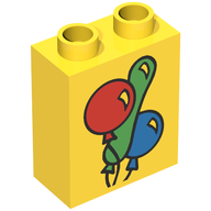 Деталь LEGO Duplo Brick 1 x 2 x 2 with Three Balloons Print, Желтый