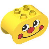Деталь LEGO Duplo Brick 2 x 4 x 2 Rounded Ends with Dimpled Face Print, Желтый