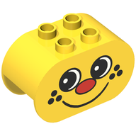 Деталь LEGO Duplo Brick 2 x 4 x 2 Rounded Ends with Red Nose and Freckle Face Print, Желтый