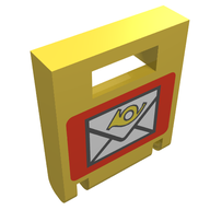 Деталь LEGO Box 2 x 2 x 2 Door with Slot and Mailbox Print, Желтый