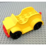 Деталь LEGO Duplo Car with 2 x 4 Studs and Running Boards, Red Bumper, Black Wheels, Желтый