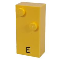 Деталь LEGO Braille Brick 2 x 4 with 2 Studs в ‘ and 'E' Print, Желтый