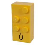 Деталь LEGO Braille Brick 2 x 4 with 5 Studs в ѕ and 'Г™' print, Желтый