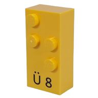 Деталь LEGO Braille Brick 2 x 4 with 4 Studs в і and 'Гњ 8' print, Желтый
