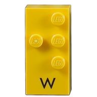 Деталь LEGO Braille Brick 2 x 4 with 4 Studs в є and 'W' Print, Желтый