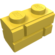 Деталь LEGO Кирпичик специальный 1 x 2, с кирпичной фактурой, Желтый
