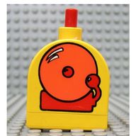 Деталь LEGO Duplo Brick with Working Ringer Button on Curved Top, Orange Alarm Bell Print, Желтый