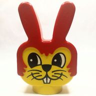 Деталь LEGO Duplo Bunny / Rabbit Head with Whiskers Print, Желтый