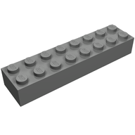 Деталь LEGO Кирпичик 2 x 8, Жемчужный темно-серый