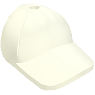 Деталь LEGO Minifig Cap - Short Curved Bill with Seams and Hole on Top, Белый