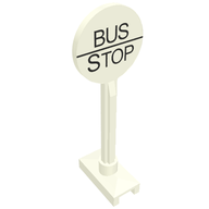 Деталь LEGO Road Sign Round with Bus Stop Print, Белый