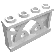 Деталь LEGO Fence Ornamented 1 x 4 x 2 with 4 Studs, Белый
