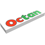 Деталь LEGO Tile 1 x 4 with 'Octan' Logo Print, Белый