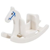 Деталь LEGO Rocking Horse with Blue Bridle, Black Eyes print, Белый