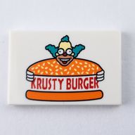 Деталь LEGO Tile 2 x 3 with Krusty Burger print, Белый