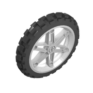 Деталь LEGO Wheel 81.6 x 15 Motorcycle, with Black Tire 81.6 x 15 Motorcycle (2903 / 2902), Белый