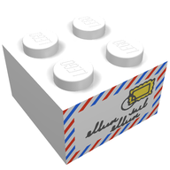 Деталь LEGO Brick 2 x 2 with Mail Envelope Print, Белый