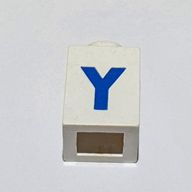 Деталь LEGO Brick 1 x 1 with Blue 'Y' Print (Bold Font), Белый