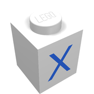 Деталь LEGO Brick 1 x 1 with Blue X Print, Белый
