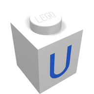 Деталь LEGO Brick 1 x 1 with Blue U Print, Белый