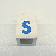 Деталь LEGO Brick 1 x 1 with Blue 'S' Print (Bold Font), Белый