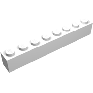Деталь LEGO Brick 1 x 8 without Bottom Tubes with Cross Side Supports with Red 'Slagter' Print, Белый