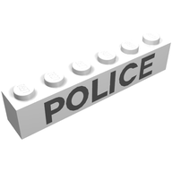 Brick 1 x 6 with Thin Black "POLICE" Print