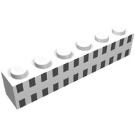 Деталь LEGO Brick 1 x 6 with 24 Black Squares Print boat,ferry,windows,Viking Line Ferry, Белый