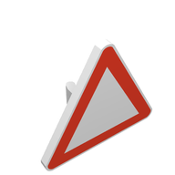 Деталь LEGO Road Sign Clip-on 2.2 x 2.667 Triangular with Warning Print, Белый