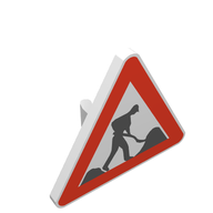 Деталь LEGO Road Sign Clip-on 2.2 x 2.667 Triangular with Road Works Print, Белый