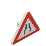 Деталь LEGO Road Sign Clip-on 2.2 x 2.667 Triangular with Narrow Road Print, Белый