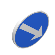 Деталь LEGO Road Sign Clip-on 2 x 2 Round with Arrow on Blue Print, Белый
