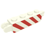 Деталь LEGO Hinge Brick 1 x 4 Locking with Danger Stripes Red Print, Белый