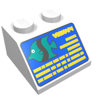 Деталь LEGO Slope 45° 2 x 2 with Divers Computer Print, Белый