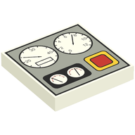 Деталь LEGO Tile 2 x 2 with Gauges Print, Белый