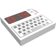 Деталь LEGO Tile 2 x 2 with Keyboard and Red '0:19' Print, Белый