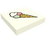 Деталь LEGO Tile 2 x 2 with Ice Cream Cone Print, Белый