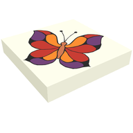 Деталь LEGO Tile 2 x 2 with Butterfly Print, Белый