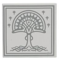 Деталь LEGO Tile 2 x 2 with Light Bluish Grey Tree, Stars, Border print (White Tree of Gondor), Белый