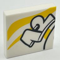 Деталь LEGO Tile 2 x 2 with '12' and Yellow Background Print, Белый