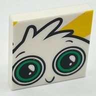 Деталь LEGO Tile 2 x 2 with Face with Large Green Eyes Print, Белый