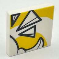 Деталь LEGO Tile 2 x 2 with White Triangles and Yellow Background Print, Белый