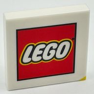 Деталь LEGO Tile 2 x 2 with 'LEGO' Logo and Yellow Bottom Right Corner Print, Белый
