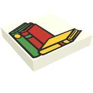 Деталь LEGO Tile 2 x 2 with Fabuland Books Print [3647 / 3674], Белый