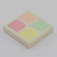 Деталь LEGO Tile 2 x 2 with Groove and 4 Pastel Squares Print, Белый