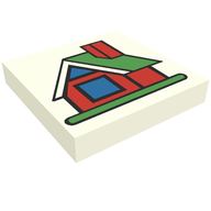 Деталь LEGO Tile 2 x 2 with Fabuland House Print, Белый