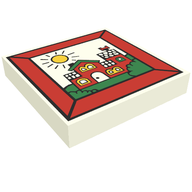 Деталь LEGO Tile 2 x 2 with Groove and Fabuland House In Frame Print, Белый