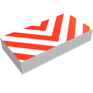 Деталь LEGO Tile 1 x 2 with Groove and Danger Chevrons Red Print, Белый