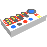 Деталь LEGO Tile 1 x 2 with Groove and Explorien Controls Print, Белый
